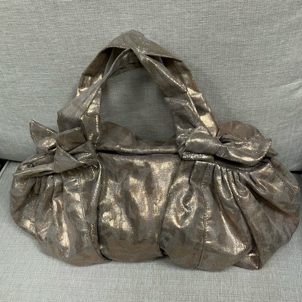 Express bag, quick magnetic closure, glitzy gold/silver. Lots storage 4 lite bag